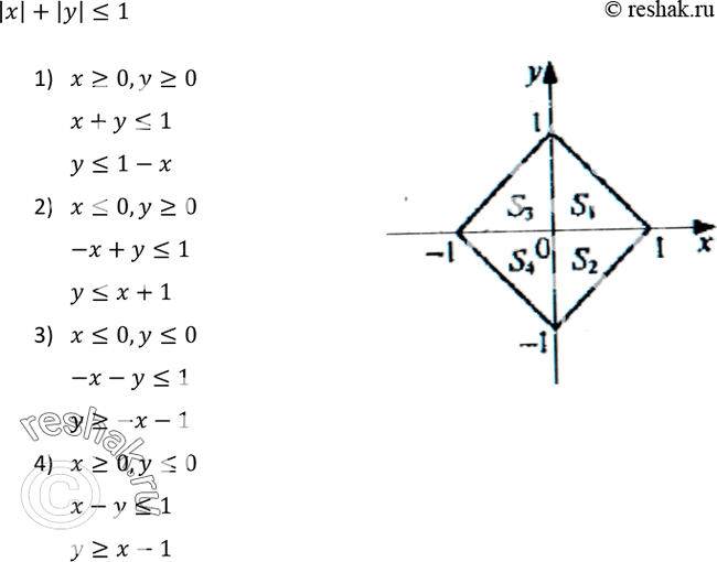 Изображение 556. Докажите, что множество решений неравенства |х| + |у|...