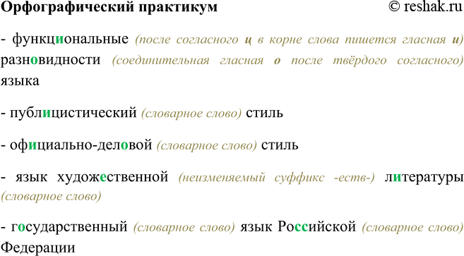Изображение Орфографический практикумФункц..ональные разн..видности языка, публицистический стиль, оф..циально-дел..вой стиль, язык худож..ственной л..тературы, г..сударственный...